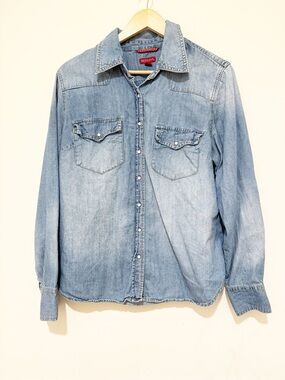 Merona Light Blue Denim Button-Down Western Shirt